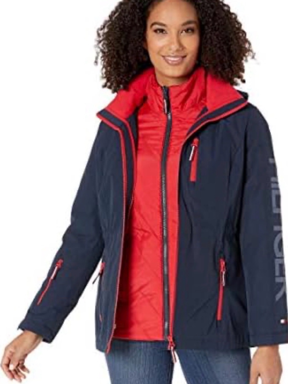Tommy Hilfiger 1140505 3-in-1 Navy and Red Women’s All Weather Ski Jacket Size M